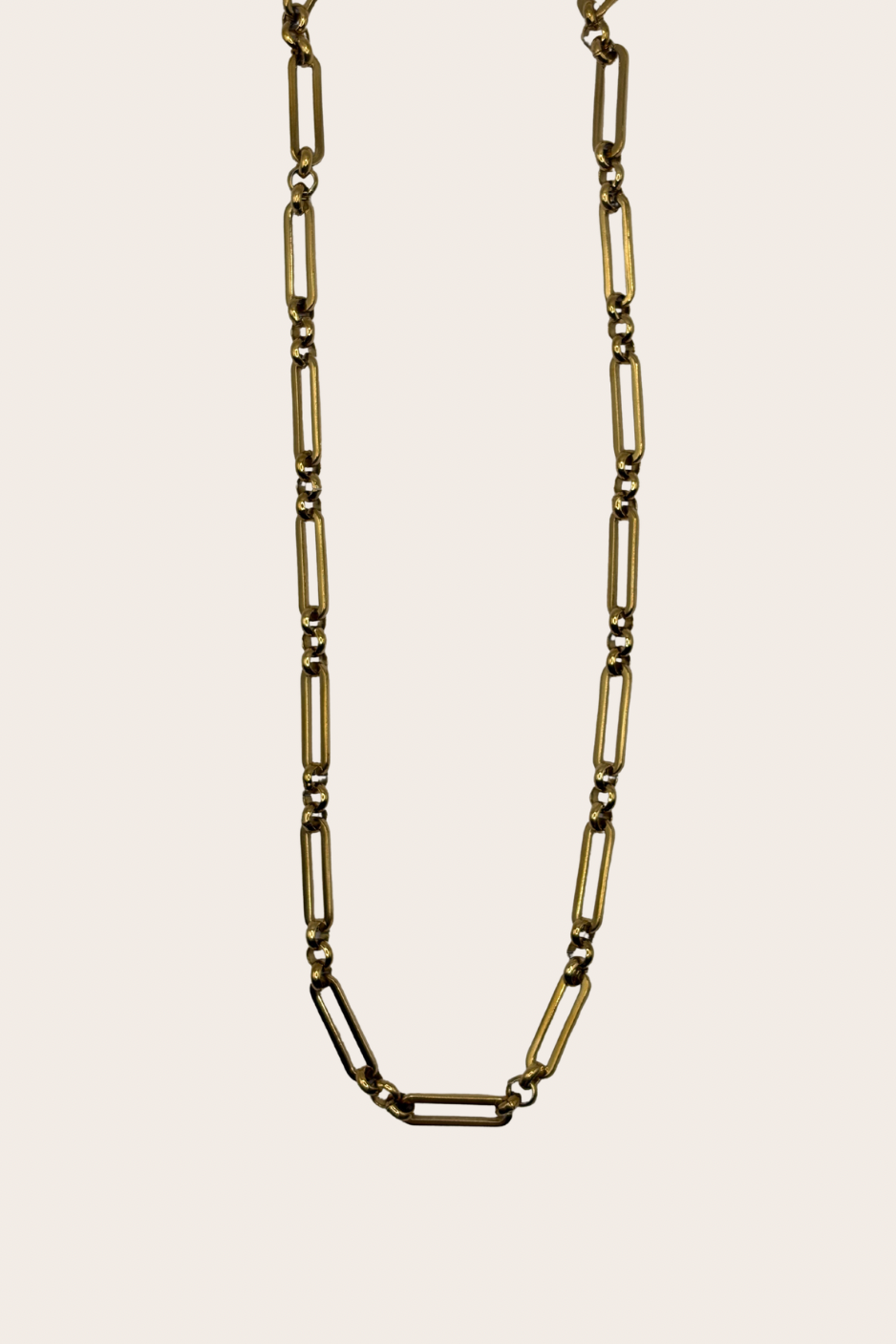 Golden Oval Links Chain, gold necklace with elongated oval links that create a polished chain silhouette