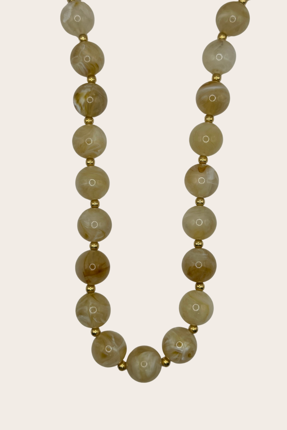 Macarena Beige Chain – 16" + 2" Stainless steel, gold plated & resin jewelry by M•Bali the Shop