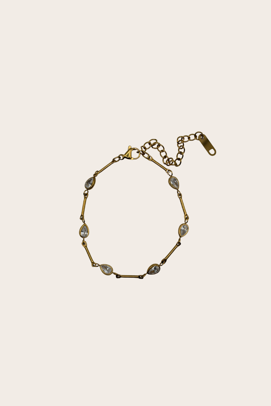 Teardrop Diamond Bar Bracelet by M Bali - stainless steel jewelry