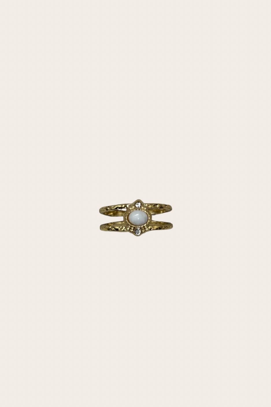 Opal cz Ring, gold, opal tones and clear ring with an opal-inspired center detail paired with sparkling CZ-inspired accents
