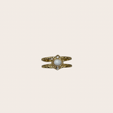 Opal cz Ring, gold, opal tones and clear ring with an opal-inspired center detail paired with sparkling CZ-inspired accents