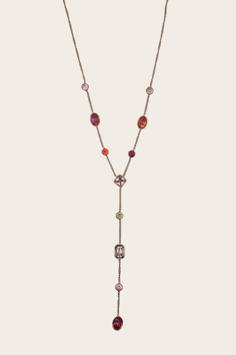 Maya Pinky Lariat necklace with pink-toned details