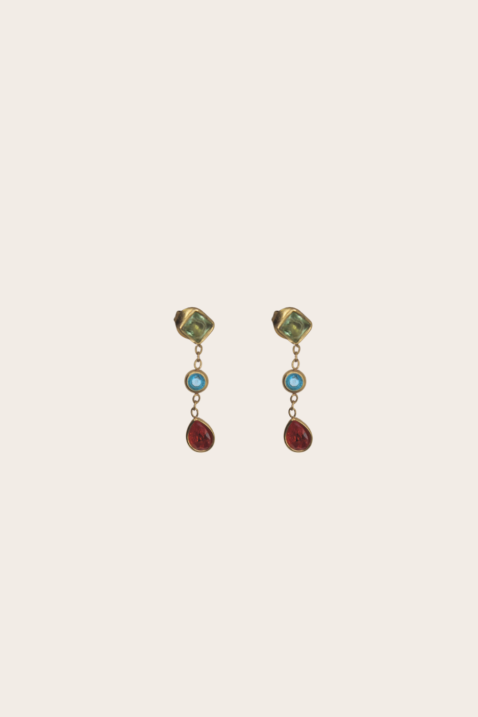 Margot Earrings featuring bright multicolor crystal-style drops