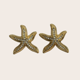 Golden Starfish cz Earrings