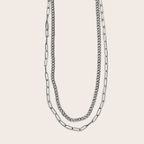 Layered Cuban Paperclip Silver Chain