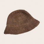 Maia brown woven straw hat with a warm neutral finish