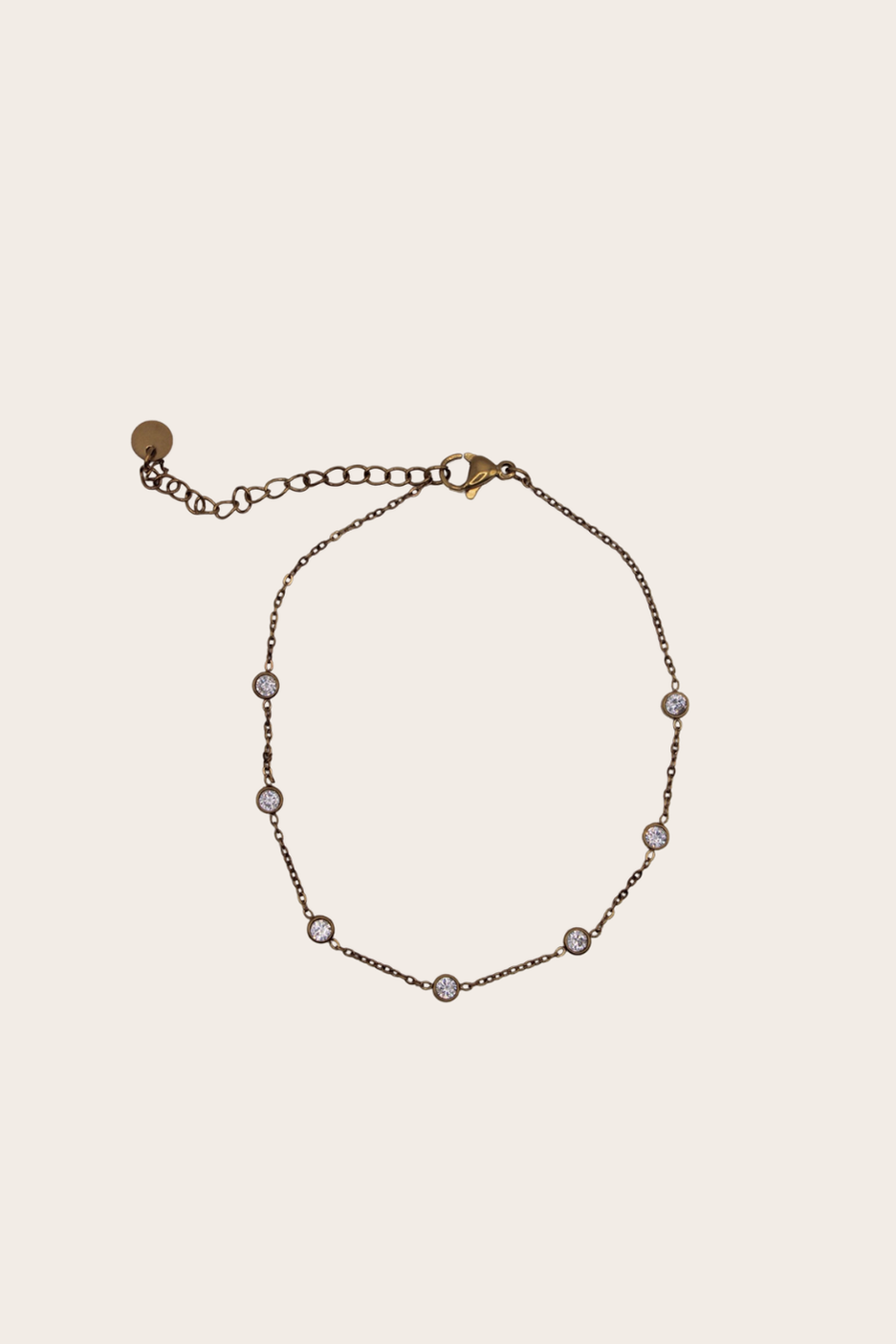 Diamonds Anklet featuring a fine chain with evenly spaced crystal-style stations