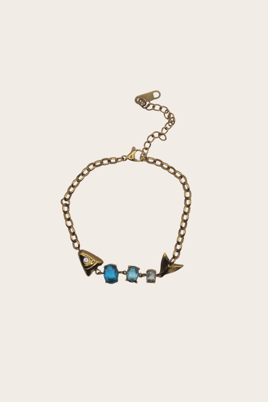 Blue Fish Bracelet featuring a delicate chain with blue fish-inspired accents