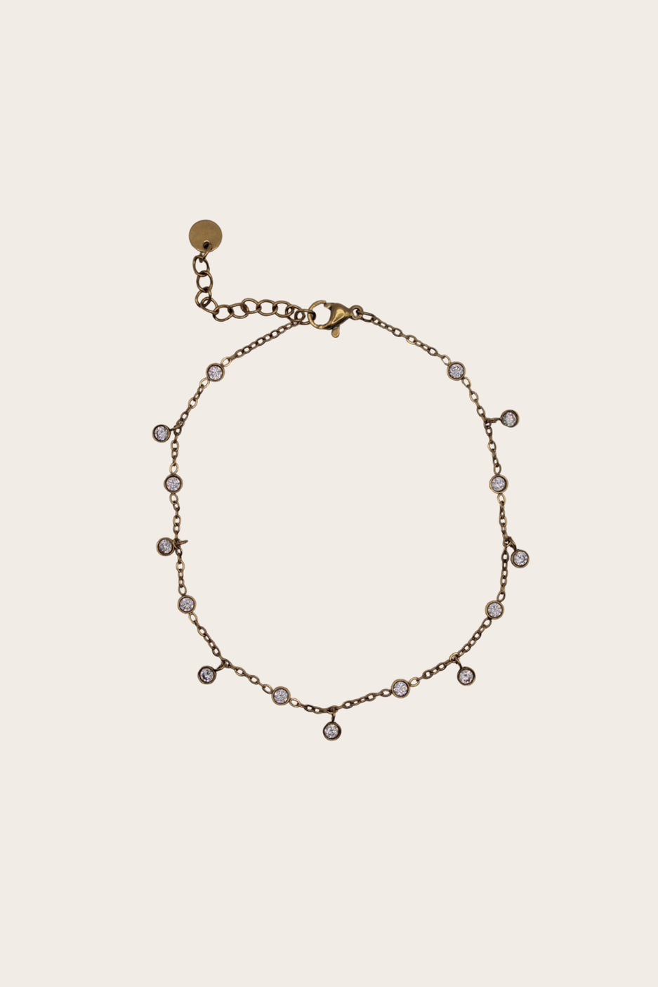 Dangling Diamonds Anklet featuring a fine chain with delicate dangling crystal-style accents