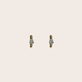 Beaded Diamond Drop Huggies, gold and clear earrings with beaded huggie hoops finished with a sparkling drop detail