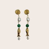 Green Fish Pearl Earrings