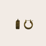 Beaded Hoops, gold earrings with classic hoops finished with dimensional beaded texture