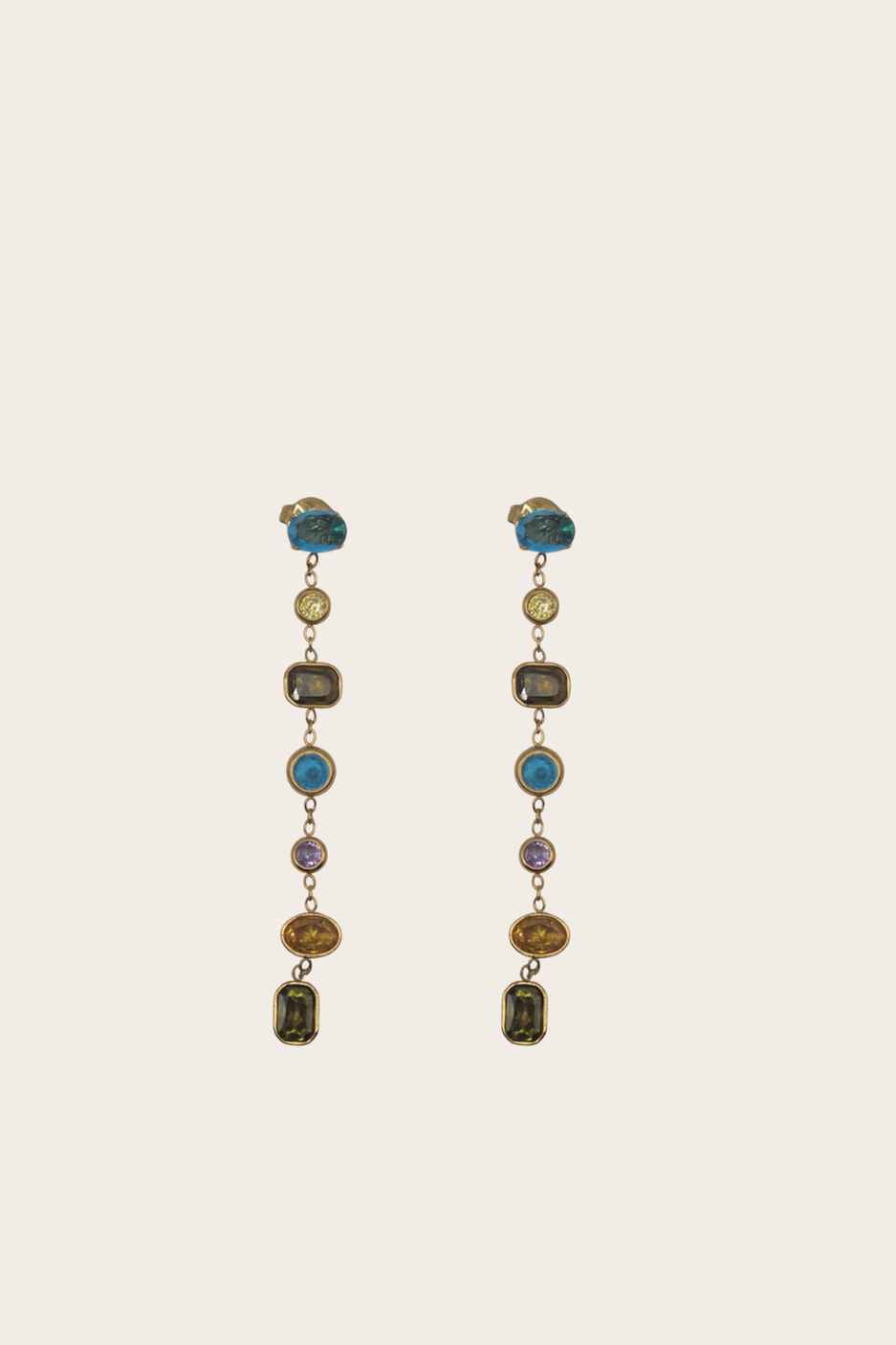 Aura Earrings featuring linear turquoise and pearl-style drops