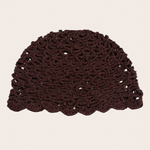 Brown crochet hat with delicate glitter accents