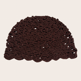 Brown crochet hat with delicate glitter accents