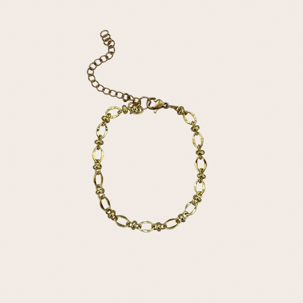 Charm Bar Bracelet Style - Hammered Oval Link