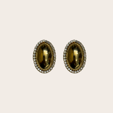 Golden cz Oval Earrings