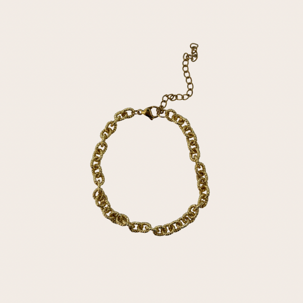 Charm Bar Bracelet Style - Textured Round Link