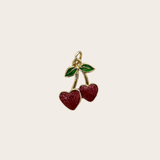 Glitter Heart Cherry Charm