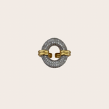 Double Tone Circle cz Ring