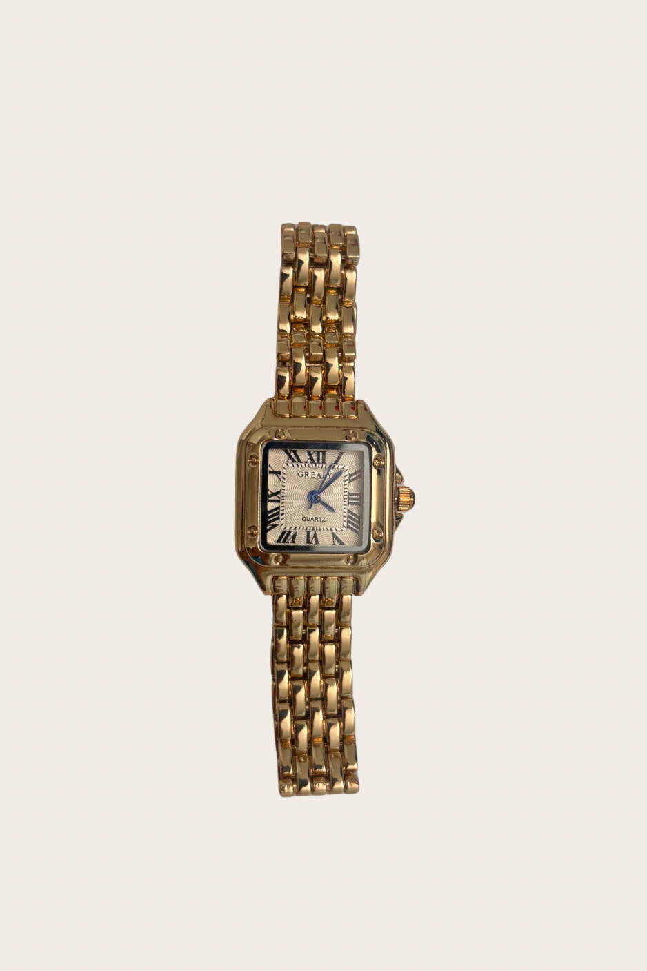 Italia Golden Watch, gold watch featuring a golden watch silhouette with a refined, polished finish