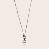 Double Tone Paperclip Cross Chain