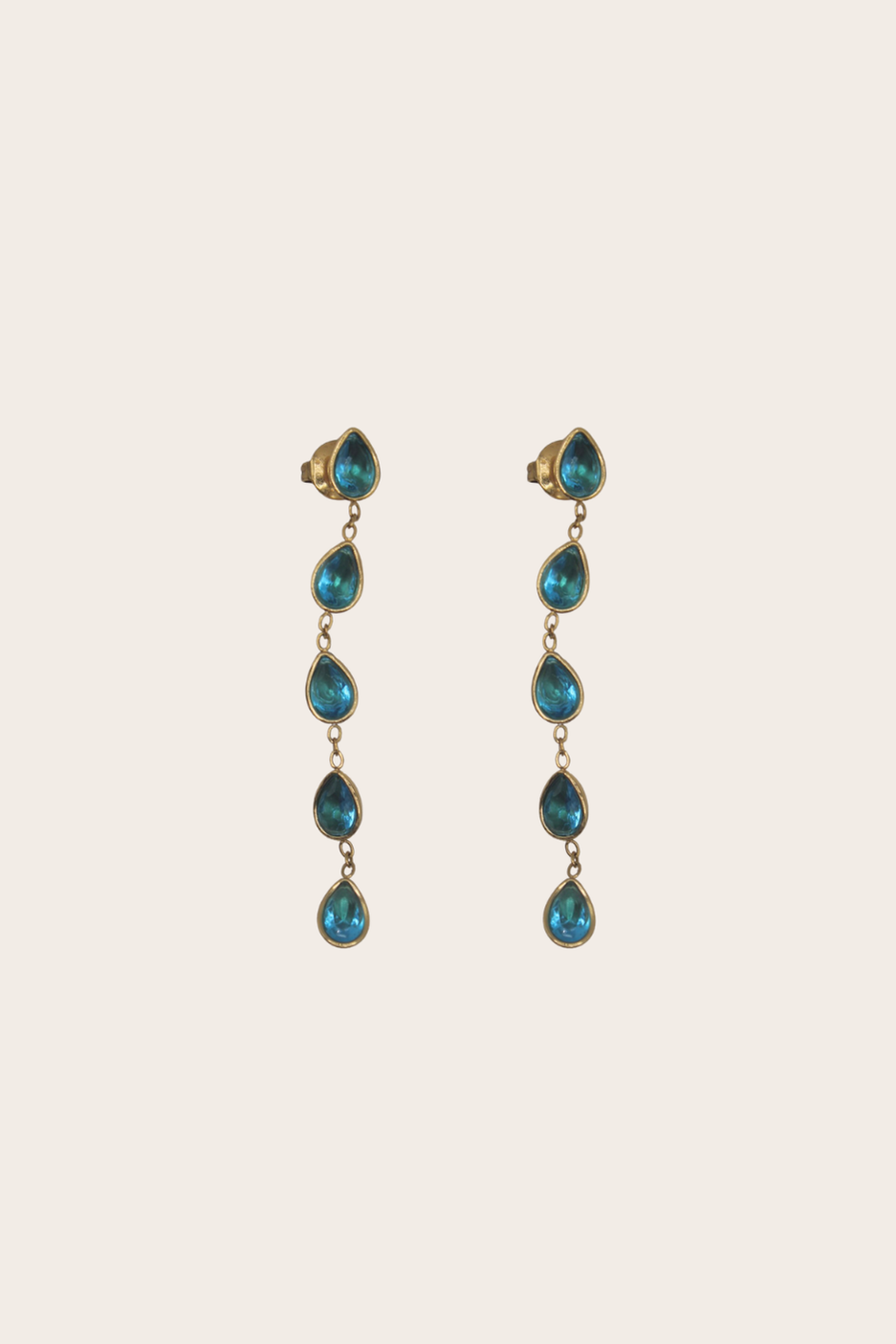 Capri Earrings featuring long turquoise teardrop accents