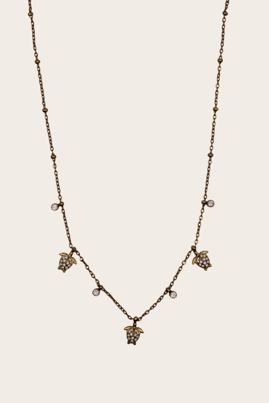 Dainty Turtles CZ Necklace with turtle details and sparkling accents