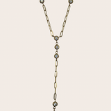 Paperclip Diamonds Lariat, gold necklace with paperclip-style links accented with sparkling diamond-inspired details and a lariat drop