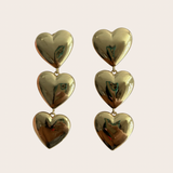 Golden Triple Hearts Earrings