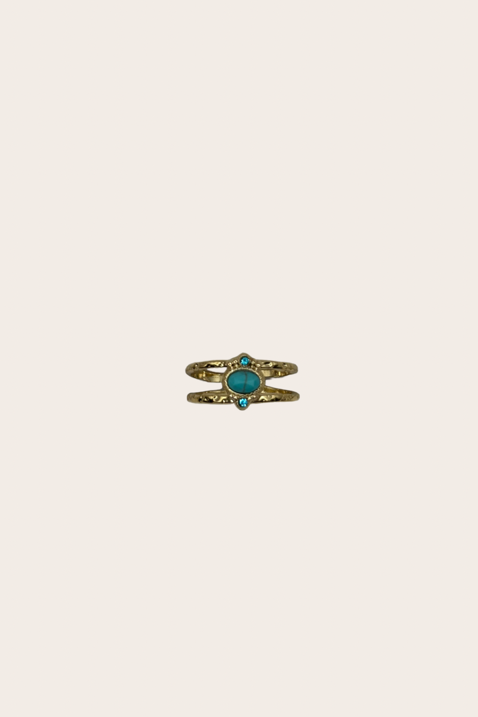 Turquoise cz Ring, gold, turquoise and clear ring with a turquoise-colored center detail paired with sparkling CZ-inspired accents