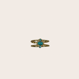 Turquoise cz Ring, gold, turquoise and clear ring with a turquoise-colored center detail paired with sparkling CZ-inspired accents
