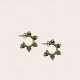 Golden Pearls Hoops, gold and pearl white earrings with golden hoops accented with pearl details