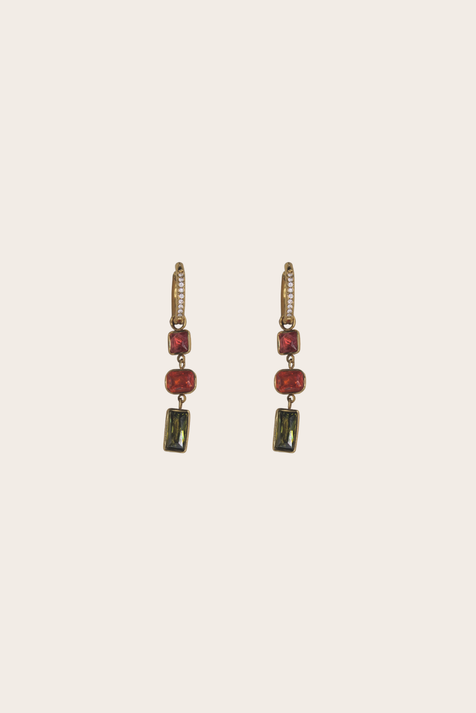 Daphne cz Huggies featuring small hoops with delicate crystal-style drops