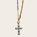 Big Pearls Cross Chain
