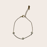 Dainty Triple cz Bracelet, gold and clear bracelet with three CZ-inspired sparkling accents set along a delicate chain