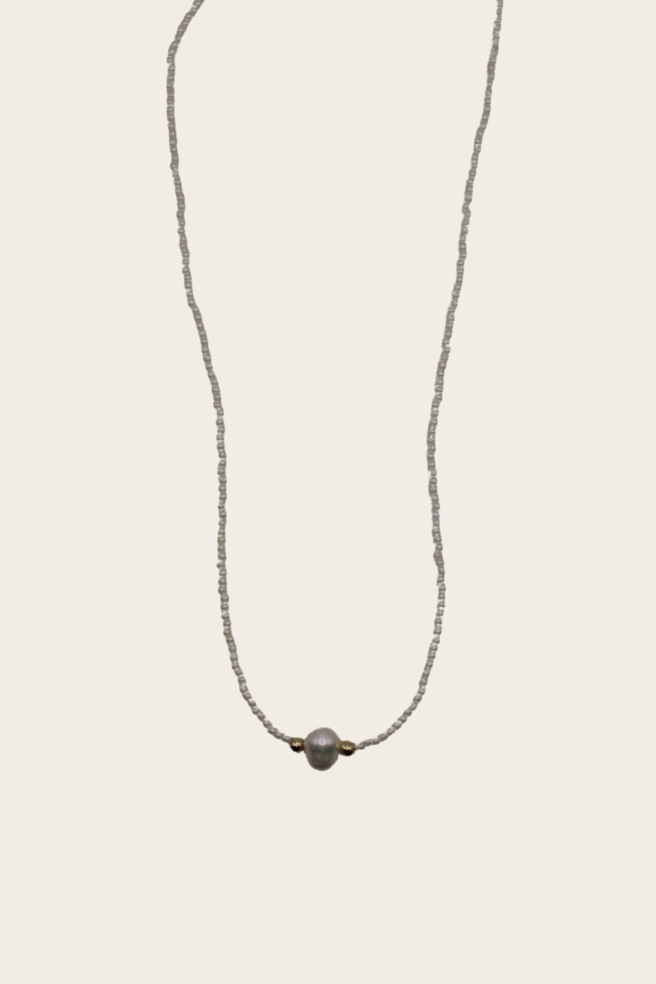 Dainty White Pearl Beaded Chain with small white pearl-inspired beads