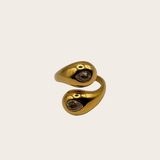 Golden Double Drop Diamond Ring by M Bali - stainless steel jewelry