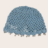 Glitter Pearls Blue Crochet Hat