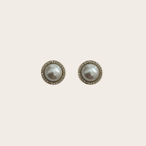 Round Pearl cz Earrings