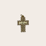 Golden Pearls Cross Charm