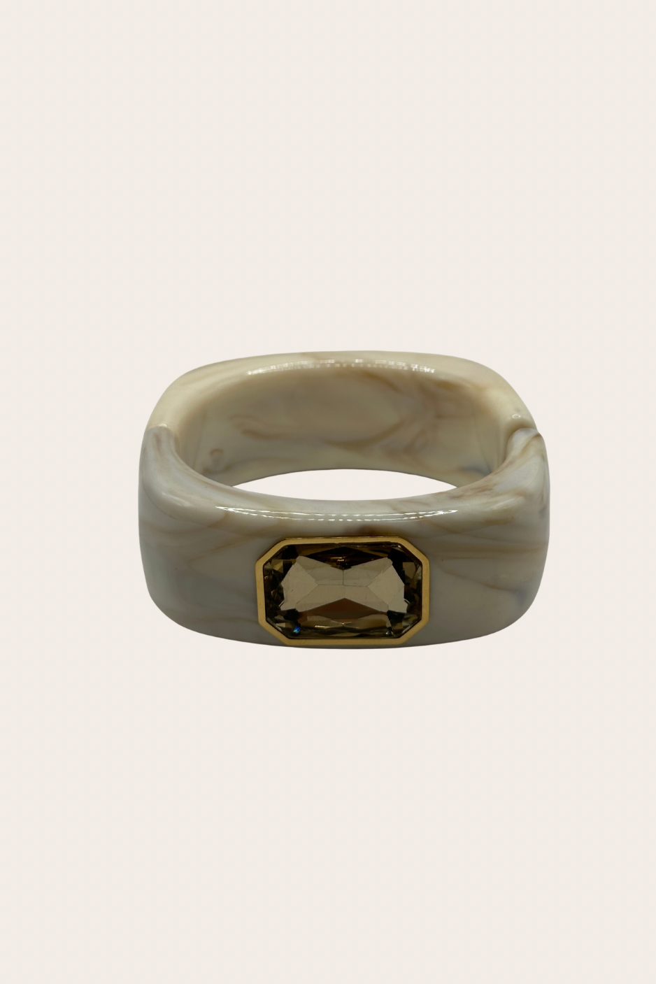 Danna Beige Diamond Bangle, beige with sparkling accents bangle with a beige acrylic bangle accented with sparkling diamond-inspired details