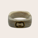 Danna Beige Diamond Bangle, beige with sparkling accents bangle with a beige acrylic bangle accented with sparkling diamond-inspired details