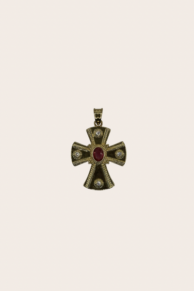 Red Diamond Cross Charm