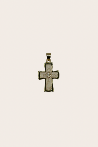 White cz Cross Charm