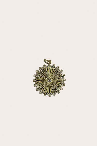 Round cz Medallion Charm