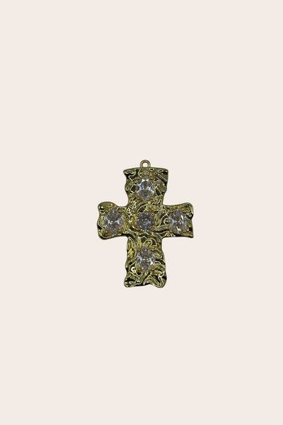 Big Hammered Cross Charm