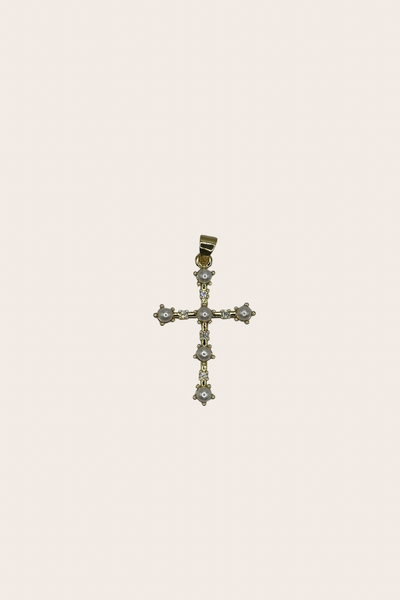 Dainty Pearls cz Cross Charm